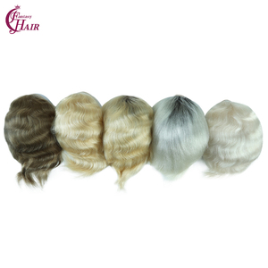 FH # Prothèse capillaire française 4 Pu+lace+mono pour homme, unité de remplacement en cheveux naturels, ondulation naturelle, base 8x10 pouces, système de remplacement bouclé - Product Image 3