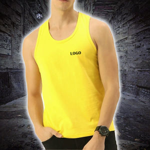 เสื้อกล้ามออกกำลังกายผู้ชาย พิมพ์โลโก้ได้ ผ้าฝ้ายระบายอากาศ ทรงวินเทจ แบบผ่าข้าง สีตามสั่ง สำหรับฟิตเนสกล้ามเนื้อ ขายส่ง สีขาว - Product Image 3