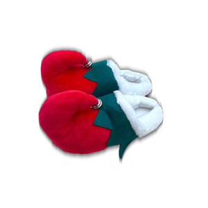 Chaussons d'intérieur en coton épais, chauds et doux, amusants, motif clown, fantaisie, pour Noël, costume de fêtes, rouge et vert, style elfe - Product Image 4