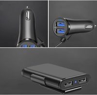 Câble d'extension chargeur de voiture double USB QC3.0 35W, charge rapide multi-ports pour siège arrière, adaptateur OTP pour véhicule 12V-24V