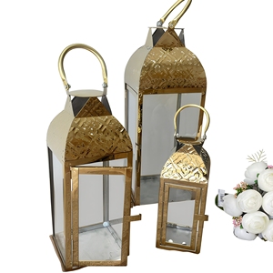 Wholesale Designer <b>Top</b> Gold Metal Handmade Durable Candle Holder Lanterns in Different Sizes for Home & Wedding Occasions - Product Image 1