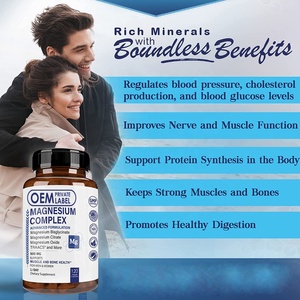 מותאם אישית נמוך MOQ מגנזיום מורכב 500mg הקליטה מקסימאלי מגנזיום כמוסות תוסף עבור שינה, התכווצויות שרירים ברגליים, הרפיה שרירים - Product Image 4