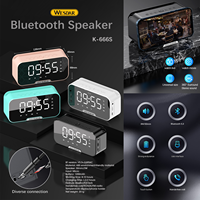Speaker 3W Bt 5.3 dengan Jam Alarm, Radio FM, Penyangga Ponsel & Layar Temperatur - Pemutar Musik Portabel Multi-Fungsi