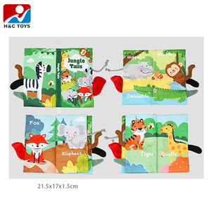 Éducation Cartoon <span class=keywords><strong>Jungle</strong></span> Animal queues Bébé Tissu <span class=keywords><strong>Livre</strong></span> 4 Pages et 8 Côtés Différents <span class=keywords><strong>Livre</strong></span> Doux Jouet - Product Image 2