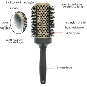 Logo personalizzato resistenza al calore del silicone setola rotonda barilotto di ceramica che raddrizzano <span class=keywords><strong>spazzola</strong></span> di capelli - Product Image 4