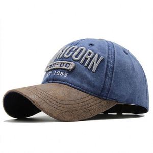 Wholesale <b>Mens</b> Custom Sports <b>Cap</b> Washed PU Brim Two Tone Leisure <b>Baseball</b> <b>Cap</b> With Embroidery - Product Image 3