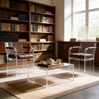 Chaise de loisirs, table à manger et tabouret en acrylique transparent personnalisés pour salon, chambre et appartement