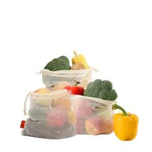 En gros Simple Écologie Réutilisable Fruits Et Légumes En Maille De Coton Sac Végétal Portatif de Sacs D'emballage