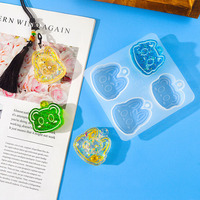 YS fabriqué en usine bricolage tête d'animal pendentif moule Silicone résine moule porte-clés quatre grille pendentif tête de chat plâtre outil personnalisation
