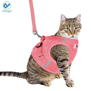 Deago Pull Pet <b>Harness</b> With <b>Leash</b> Reflective Soft No Choke Easy Control for Small Dog Cat Outdoor Walking Travel (Pink, L) - Product Image 4