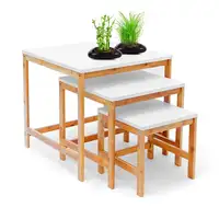 Sala de muebles de bambú ahorro de espacio cuadrado de lado Mesa