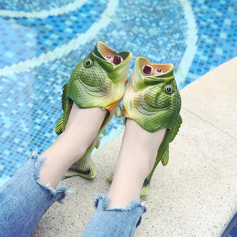 New Design Slippers For 2013-2014 Wholesale Adults/Kids Fish Mouth Slippers Summer Fish Shape Sandals