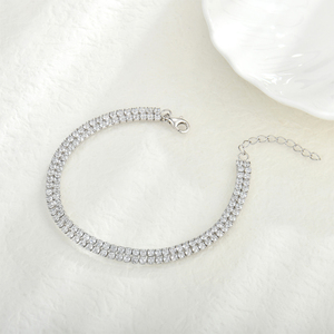 Tùy Chỉnh Rhodium Mạ Phụ Nữ Thể Thao Hình Học CZ Đá Trang Sức Vuông Cubic Zirconia Sterling Silver <span class=keywords><strong>925</strong></span> Kim Cương Tennis Bracelet - Product Image 3