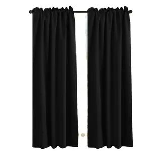 Hot-sale exquisite woven fabric blackout drapes for bedroom hotel living room curtains with Tie Backs Set