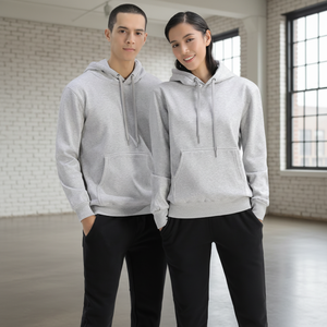 Fall/Winter Hooded Simple Casual Solid Color Loose Anti-Pilling Men's Fleece 400g Long Sleeve Silver Fox Warm Unlined - Product Image 2