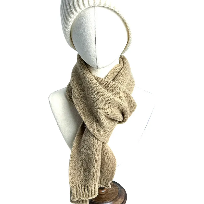 New Design Optional Multi-Color Polyester Knitted Lady Scarves Solid Thick Wrap Long Winter Scarf