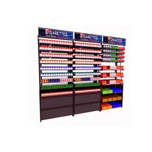 Cigarette Display Stand Store Customized Metallic Pusher Shop Shelf Counter Furniture Cases With Led Light Rack Tobacco Cabinet