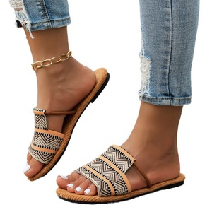 Sandalias Planas de Moda para Mujer, Estilo Playa, con Punta Redonda y Diseño de Una Sola Tira, Tallas Grandes, Combinación de Colores, Novedad Verano 2024, Modelo D028 - Product Image 6