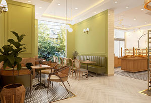 เคาน์เตอร์บาร์คาเฟ่ไม้เฟอร์นิเจอร์ร้านอาหารตามธีมที่กำหนดเองสำหรับการออกแบบตกแต่งภายในร้านกาแฟ - Product Image 5