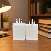 Adaptateur secteur GaN 120W, chargeur rapide UK avec câble de données 6A, 67W 33W pour téléphone, charge PD, remplacement, vente en gros