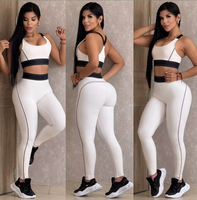 Conjunto de Yoga de 2 Piezas para Mujer, Cintura Alta y Levanta Glúteos, Bra Deportivo de Alta Elasticidad y Leggings, Traje de Compresión para Verano, Ideal para Correr
