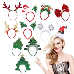 Headdress Christmas Decoration Suppliers Party Gold Dust Sequin Xmas Tree Deer Ear Headbands For Women