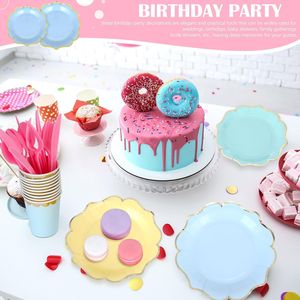 Kit de fournitures de fête jetables, assiettes, gobelets, serviettes et ustensiles en papier multicolores pour célébrations - Product Image 2