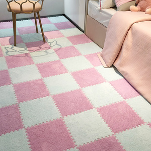 Alfombras de piso entrelazadas con patrón geométrico cuadrado antideslizantes para sala de estar, dormitorio, alfombra para niños - Product Image 2