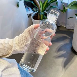 Minimalist Water Bottle With Time Scale Transparent Plastic Unisex Portable Mug For Car And Daily Use - Product Image 1