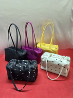 Boîte à lunch de luxe pour femme, grande capacité, en nylon et polyester, à pois, à porter à l'épaule ou sous le bras, design personnalisé OEM/ODM