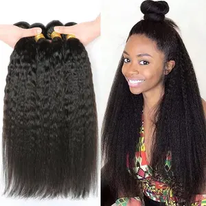 Groothandel 10a Grade Cuticula Uitgelijnd Kinky Straight Virgin Brazilian Human Hair Bundels Yaki Steil Haar Weaves Voor Zwarte Vrouwen