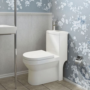 مجموعة أدوات صحية فاخرة من قطعة واحدة حوض غسيل حوض صحي علوي بمصيدة P طقم حمام مرحاض مرحاض خزانة فوق وحدة المرحاض - Product Image 6