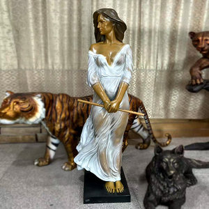 Factory Made Wholesale Cheap Price Custom Design Bronze Woman Statue Holding Flute Casting Brass Lady Sculpture Art Craft