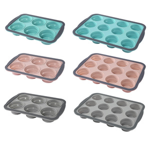 Silicone Cake Mold 6 And 12 Cavity <b>Baking</b> Pan For Muffins Cupcakes <b>Oven</b> Safe Rectangle Shape With Metal Frame - Product Image 4