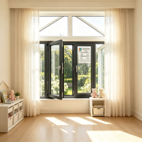 Ventana de aluminio de diseño moderno CHANGYI para casa y Villa puertas de vidrio y ventanas abatibles con marco de acero de estilo abierto abatible