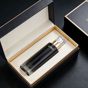 Silk Screen Custom Black Glass <b>Pump</b> Spray Bottle Refillable Cosmetic Container with Press Applicator for Skincare Products - Product Image 3
