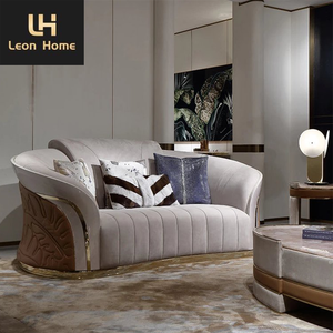 تصميم فاخر على الطراز الأوروبي جودة قماش مخملي مصمم منحنى أريكة أثاث غرفة المعيشة - Product Image 3