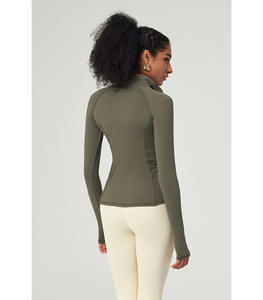 Custom Lightweight Damen Sport T-Shirt Schnellt rockn endes Langarm-Kompression sober teil mit halbem Reiß verschluss für <span class=keywords><strong>Bodybuilding</strong></span> Running Gym Yoga - Product Image 5