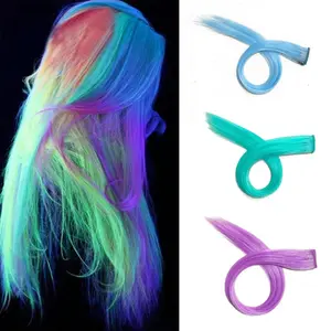 Glow In The Dark Hair Extensions Clip In Gekleurde Hair Extensions Lichtgevende Regenboog Clip Hair Extensions Voor Kinderen Vrouwen