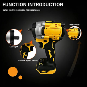 Llave de Impacto Inalámbrica, 1000N.m Torque Máximo, Portabrocas Ajustable de 4 mm, Motor sin Escobillas, Batería de Iones de Litio, Acabado Cromado, OEM Personalizado - Product Image 2