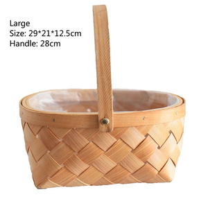 Rustic Style Wood Chip Picnic <strong>Basket</strong> with Handle for Home Decor <strong>Wall</strong> Hanging Wedding Gifts <strong>Storage</strong> <strong>Basket</strong> - Product Image 2