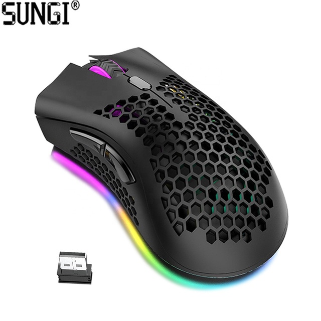 RGB Gaming Mouse Wireless Rechargeable Ergonomic Design Lightweight Honeycomb Optical Game Mice With Backlight