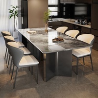 Meja Makan Premium Rock Slab - Meja Efek Marmer Minimalis Modern untuk Ruang Makan Rumah Kontemporer