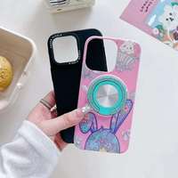Coques de téléphone portable antichoc personnalisées en TPU+PC avec support anneau, motifs floraux fantaisie, multicolores, style féminin, design transparent