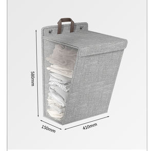 Cesta de lavandería colgante de pared de gran capacidad al por mayor, almacenamiento plegable con textura de lino y algodón para Arreglo de dormitorio en casa - Product Image 2