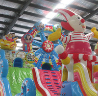 Parc à thème géant de grande roue, château gonflable avec toboggan gonflable pour enfants