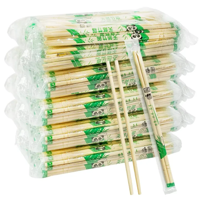 使い捨て竹箸日本-韓国風フルシールOPP紙包装ツインつまようじ箸