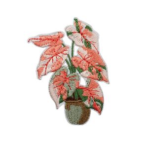 Patch thermocollant brodé de feuilles de plantes roses Taro pour vêtements, sacs et décoration d'emballages - Product Image 5