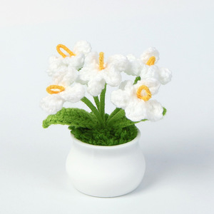 Flor tejida a mano Forget-me-not Decoración de mesa en maceta Aniversario Cumpleaños Día DE LA MADRE Regalo del Día de los maestros Uionen 1514 - Product Image 2