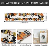 Chemin de table d'Halloween avec motifs citrouille, chat noir et chauve-souris, 13x72 pouces et 13x90 pouces, décoration saisonnière d'automne pour table de cuisine et salle à manger, pour la maison et les fêtes